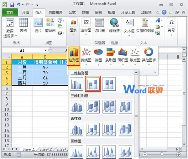 Excel2010图表制作：线柱盈利分析图